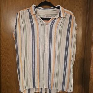 LOFT Women's Multicolor Striped Button Down Shirt